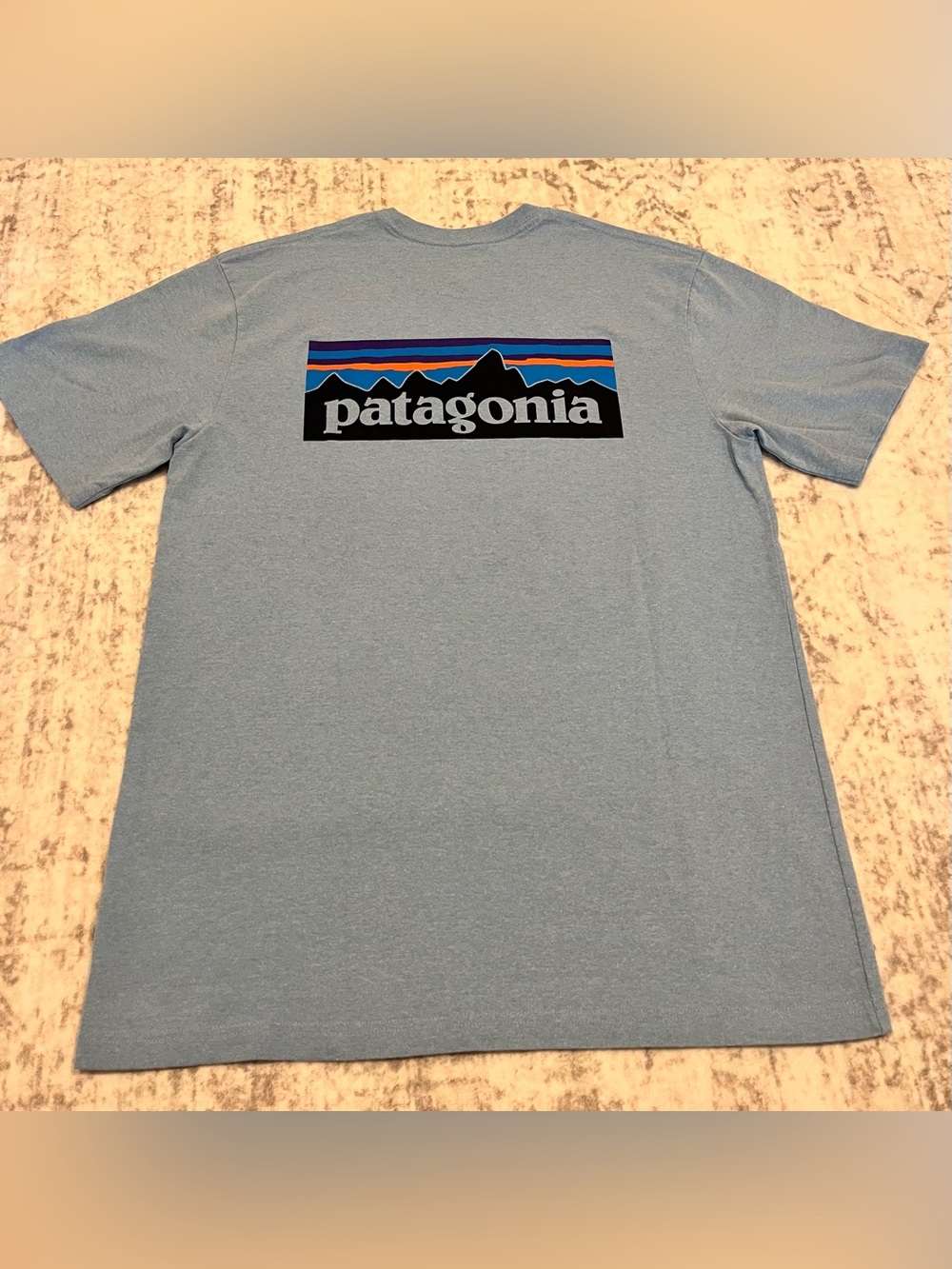 Patagonia Men’s Medium P‑6 Logo Responsibili‑Tee Light Blue VGUC